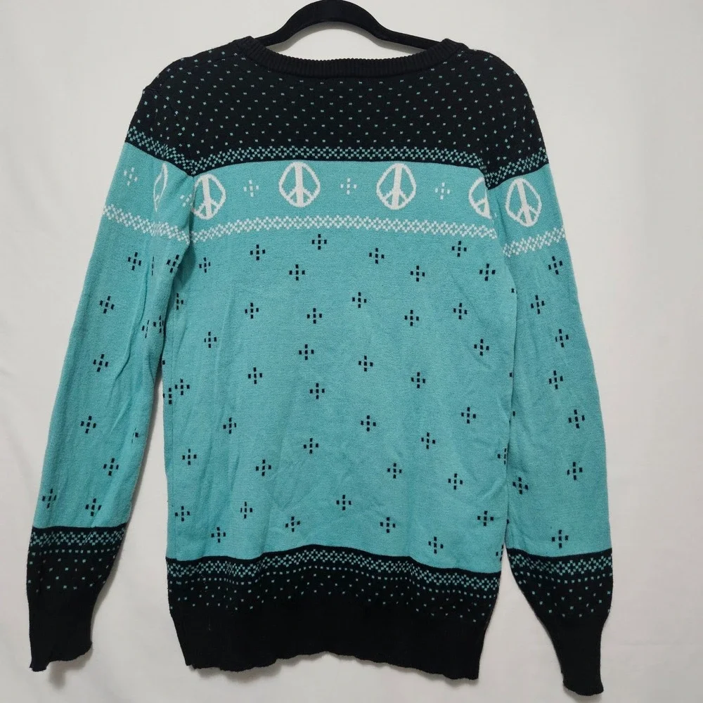 Rick and Morty Peace Among Worlds Ugly Christmas Sweater Adult XS Middle Finger‎